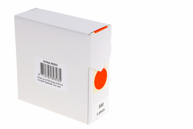 Etiket Rillprint 25mm 500st op rol fluor rood afbeelding