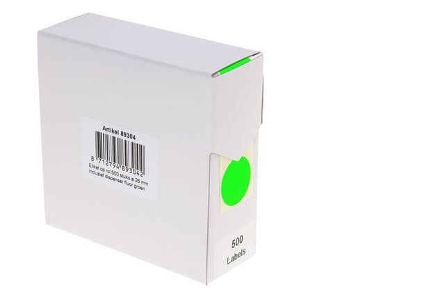 Etiket Rillprint 25mm 500st op rol fluor groen afbeelding