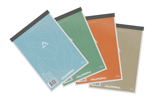Schrijfblok Aurora A5 lijn 100 vel 60gr assorti afbeelding