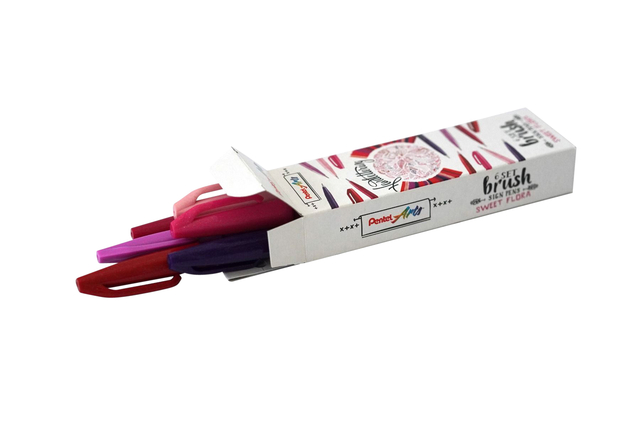 Brushpen Pentel Sign SES15C Sweet Flora assorti doos à 6 stuks afbeelding