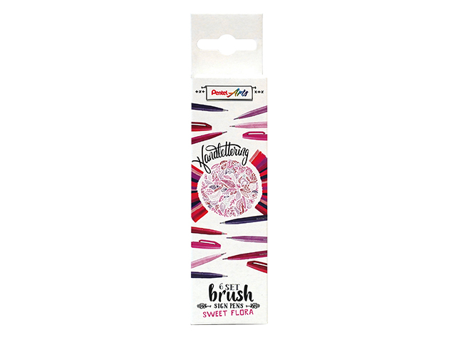 Brushpen Pentel Sign SES15C Sweet Flora assorti 6 stuks — Foto 2 van 2