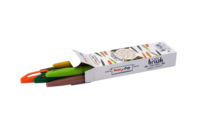 Brushpen Pentel Sign SES15C Urban Jungle assorti doos à 6 stuks afbeelding
