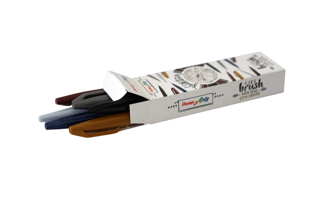 Brushpen Pentel Sign SES15C City Crush assorti doos à 6 stuks afbeelding