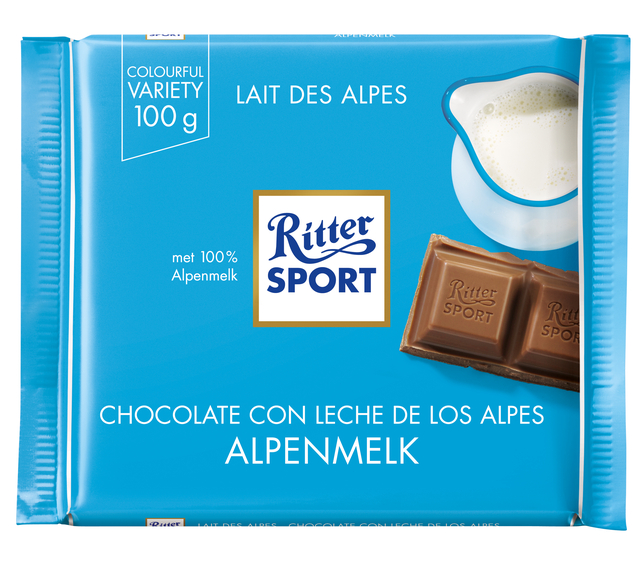 Chocolade Ritter Sport alpenmelk 100gr afbeelding