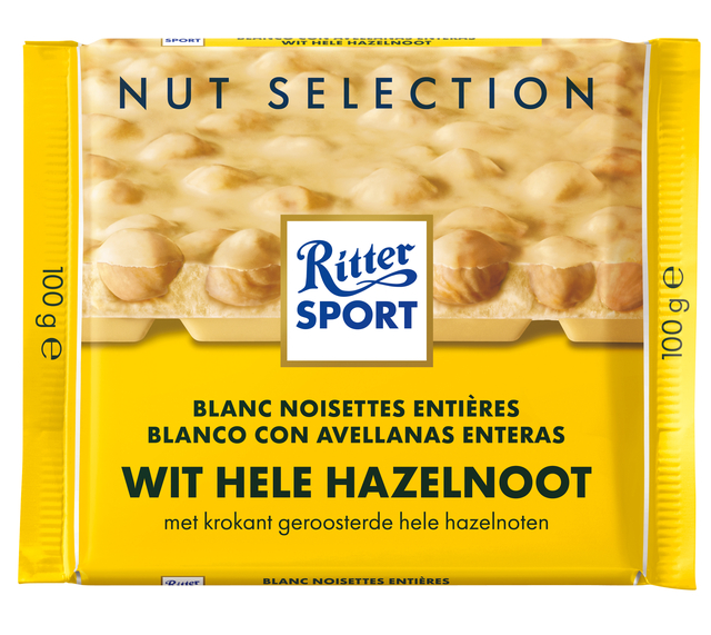 Chocolade Ritter Sport wit-hele hazelnoot 100gr afbeelding
