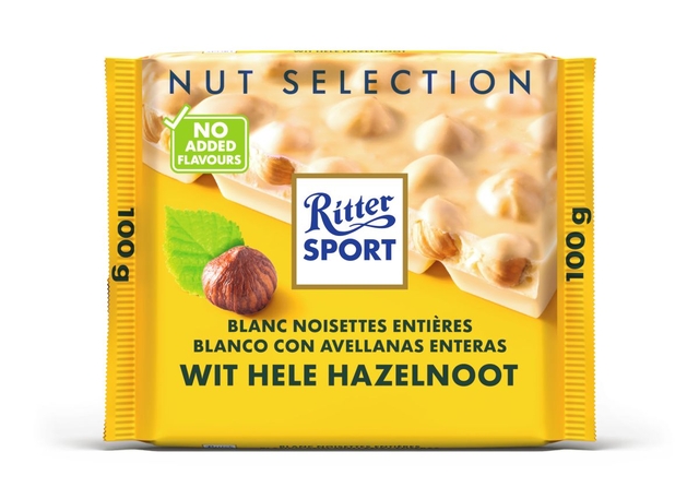 Chocolade Ritter Sport wit-hele hazelnoot 100gr