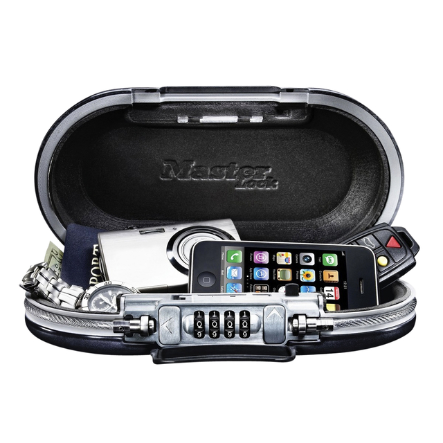 Draagbare kluis MasterLock Safe space met combinatieslot en kabel donkergrijs afbeelding