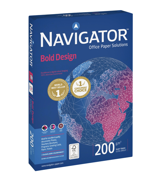 Kopieerpapier Navigator Bold Design A4 200gr wit 150 vel afbeelding