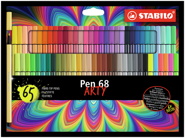 Viltstift STABILO Pen 68 Arty medium assorti set à 65 stuks afbeelding