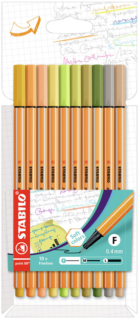 Fineliner STABILO point 88/10 fijn assorti nieuwe kleuren set à 10 stuks afbeelding