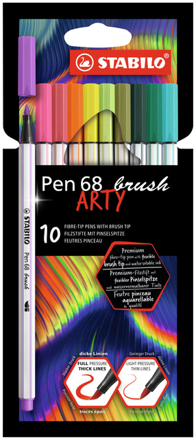 Brushstift STABILO Pen 568/10 Arty assorti set à 10 stuks afbeelding