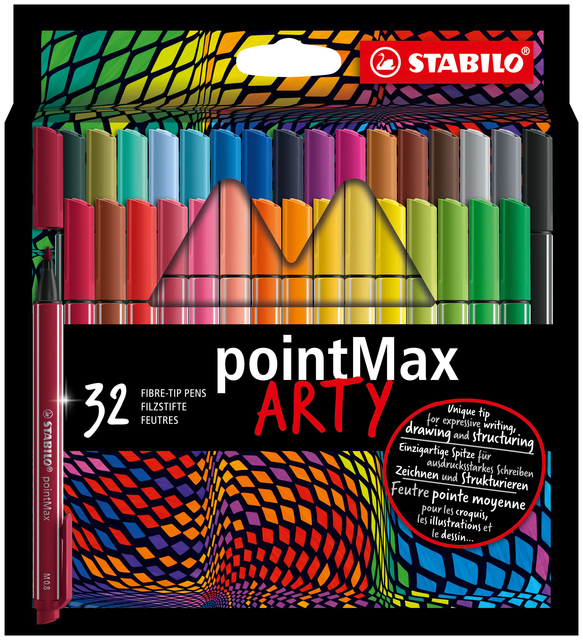 Viltstift STABILO pointMax 488/32 Arty medium assorti etui à 32 stuks afbeelding