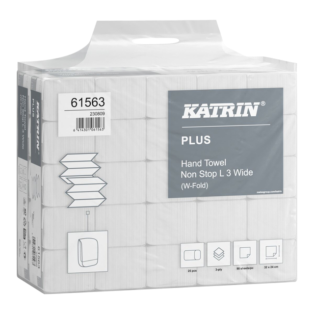 Handdoek Katrin Plus w-vouw 3-laags 240x320mm 25x90 vel wit 61563 — Foto 2 van 2