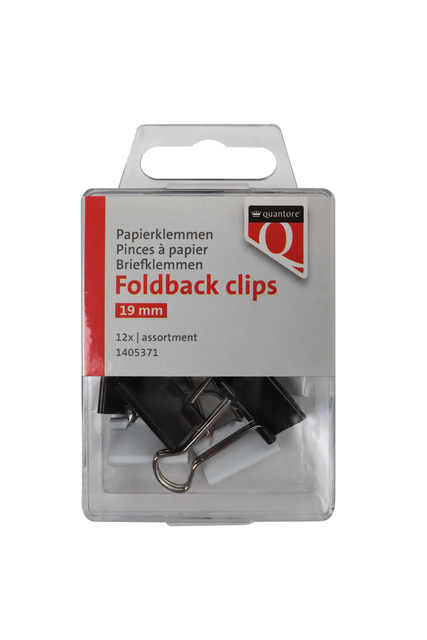 Foldback clips Quantore 19 mm assorti 12 stuks afbeelding