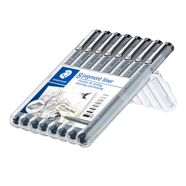 Fineliner Staedtler Pigment 308 zwart 8 stuks — Foto 2 van 2