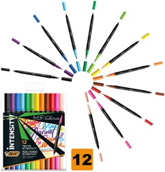 Kleurstiften Bic Intensity dual-tip assorti etui à 12 stuks