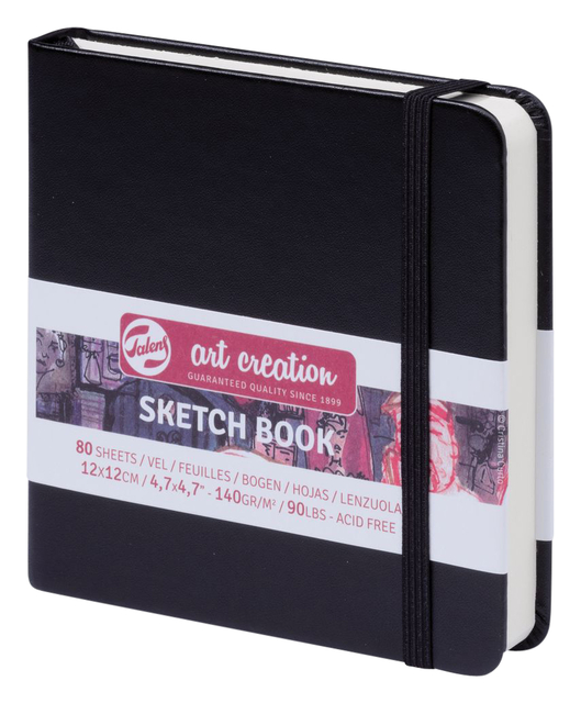Schetsboek Talens Art Creation 80 witte vellen 140gr 120x120mm zwart afbeelding