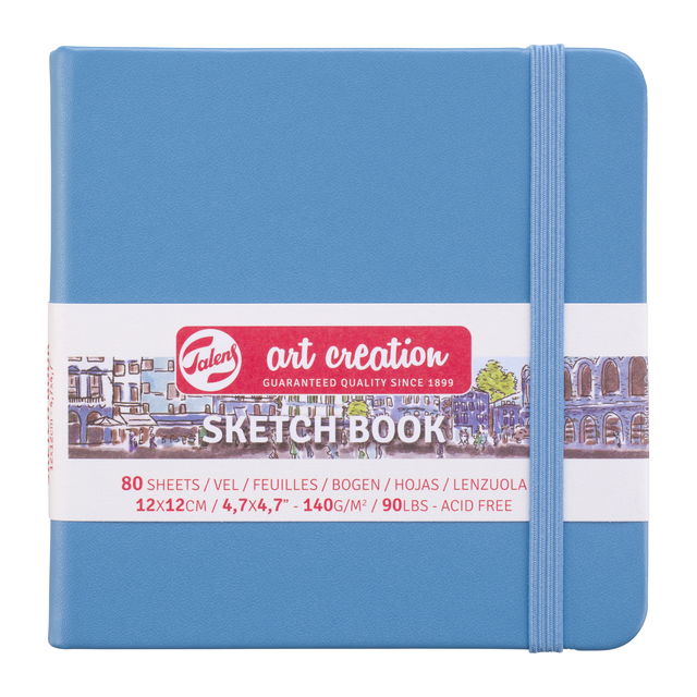 Schetsboek Talens Art Creation 80 witte vellen 140gr 120x120mm blauw afbeelding