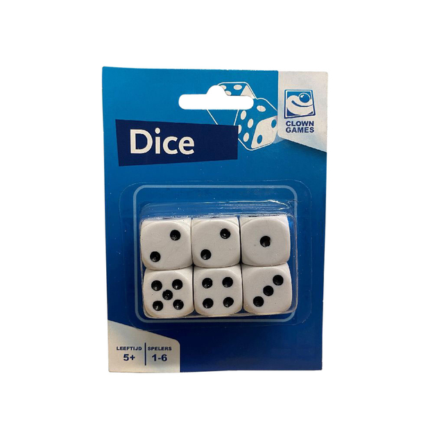 Dobbelstenen Clown Games  blisterà 6 stuks afbeelding