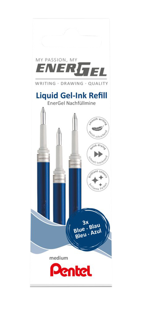 Gelschrijvervulling Pentel LR7 Energel medium blauw set à 3 stuks afbeelding