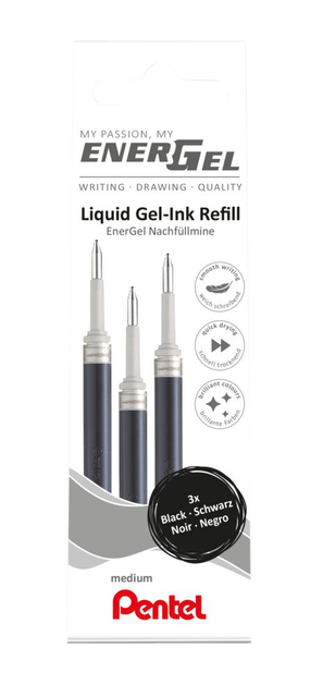 Gelschrijvervulling Pentel LR7 Energel medium zwart set à 3 stuks afbeelding