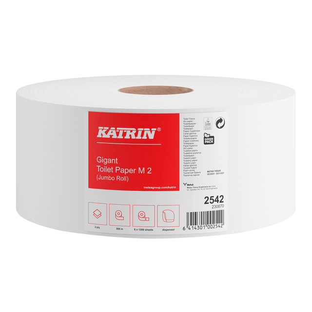 Toiletpapier Katrin Gigant M jumbo medium 2-laags 300m wit 2542 afbeelding
