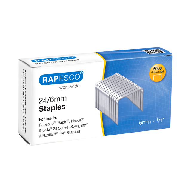 Nieten Rapesco 24 6mm 5000 stuks zilver afbeelding