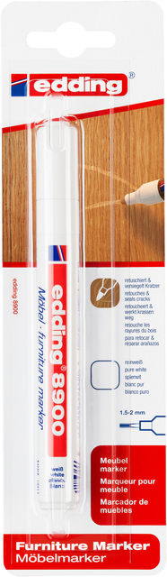 Viltstift edding 8900 meubel rond 1.5-2mm spierwit blister à 1 stuk afbeelding