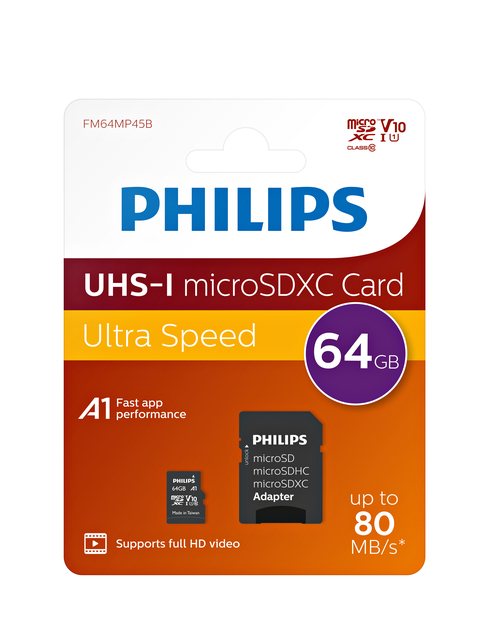 Geheugenkaart Philips micro SDXC Class 10 UHS-I U1 64GB — Foto 2 van 2