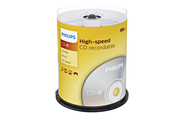 CD-R Philips 80Min 700MB 52x SP 100 stuks afbeelding