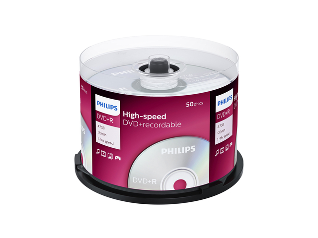 DVD+R Philips 4.7GB 16x SP 50 stuks afbeelding