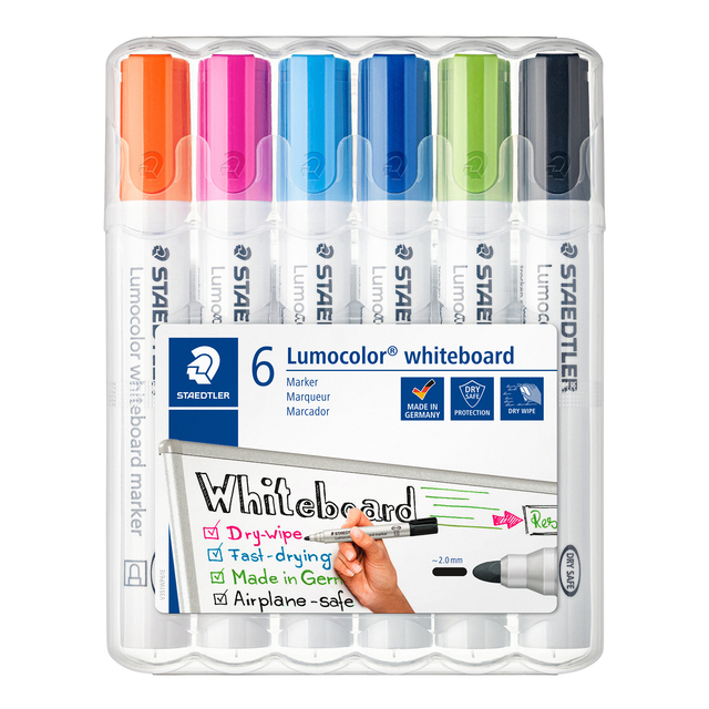 Whiteboardmarker Staedtler Lumocolor 351 set à 6 stuks fun assorti afbeelding