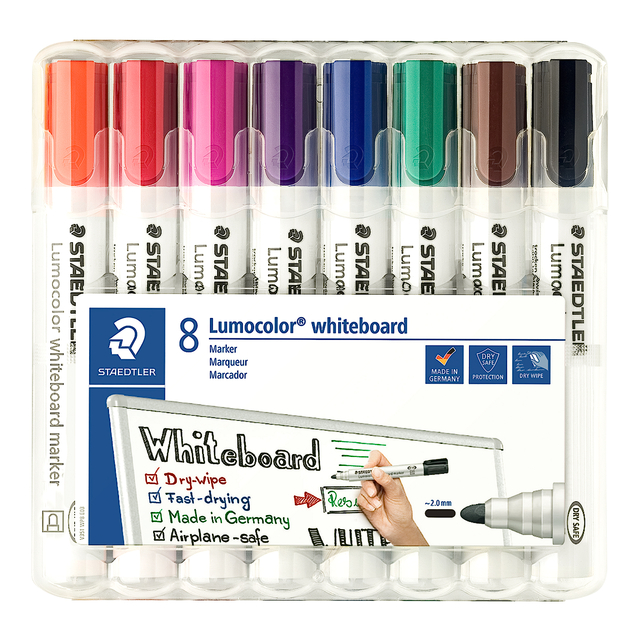 Whiteboardmarker Staedtler Lumocolor 351 set à 8 stuks assorti afbeelding