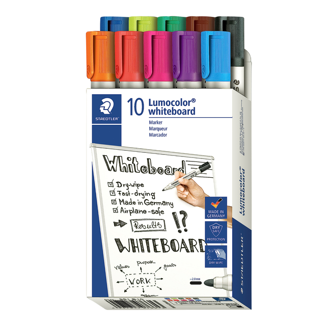 Whiteboardmarker Staedtler Lumocolor 351 set à 10 stuks assorti afbeelding