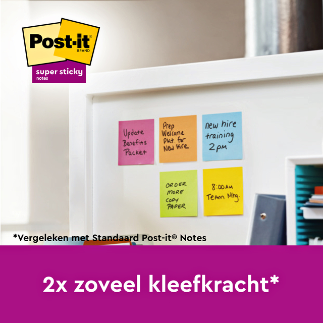 Memoblok Post-it 654 Super Sticky 76x76mm Playful 6 stuks — Foto 2 van 2