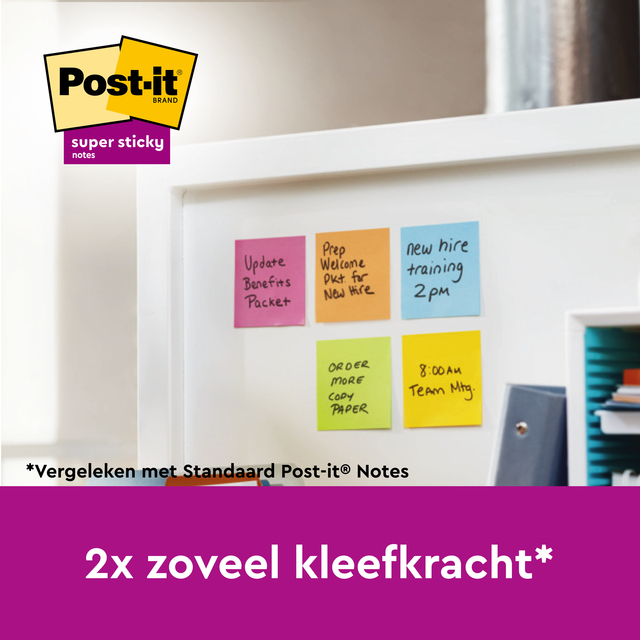 Memoblok Post-it 655 Super Sticky 76x127mm Playful 6 stuks — Foto 2 van 2
