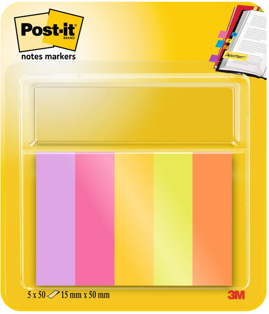 Markeerstrook Post-it 670-5-TFEN 15x50mm Energetic 5 stuks afbeelding