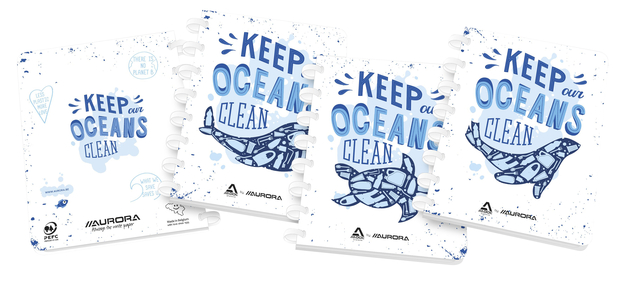 Schrift Adoc Ocean Waste Plastics A4 ruit 5x5mm 144 pagina&apos;s 90gr afbeelding