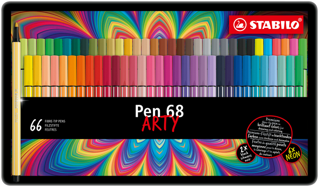 Viltstift STABILO Pen 68 Arty medium assorti blik à 66 stuks afbeelding