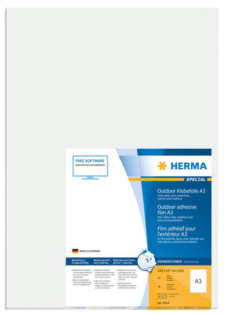 Etiket HERMA 9544 297x420mm weerbestendig wit 40 stuks