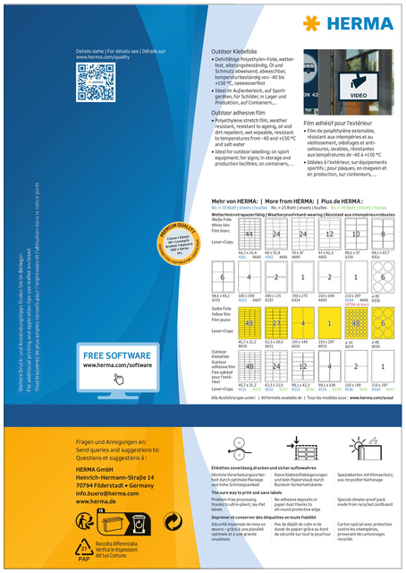 Etiket HERMA 9539 99.1x139mm weerbestendig wit 160 stuks — Foto 2 van 2
