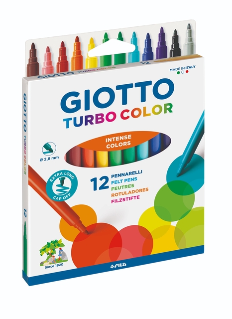 Viltstift Giotto Turbo Color setà 12 kleuren afbeelding