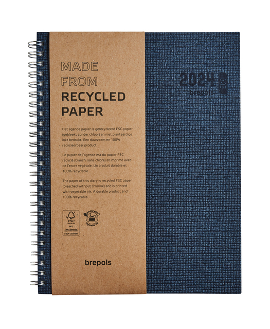 Agenda 2024 Brepols Ecotiming Kazar 7dag/2pagina's spiraal blauw