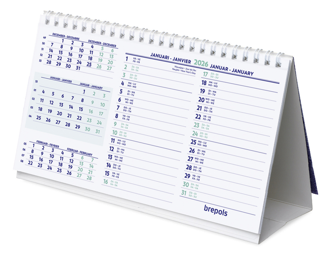 Bureaumaandkalender 2026 Brepols 210x125mm afbeelding