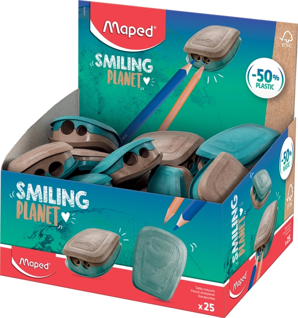 Puntenslijper Maped Smiling Planet 2-gaats display à 25 stuks afbeelding