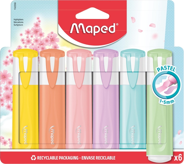 Markeerstift Maped set à 6 pastel kleuren afbeelding