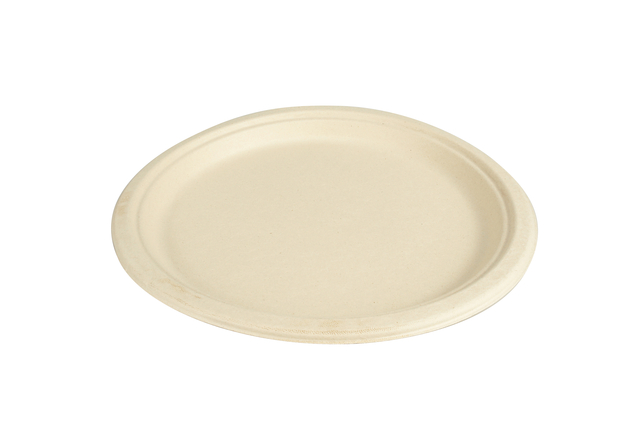 Bord IEZZY 260mm suikerriet PFAS-vrij naturel 50 stuks afbeelding