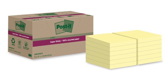 Memoblok Post-it 622 RSS12CY 47,6x47,6mm canary yellow 12 stuks afbeelding