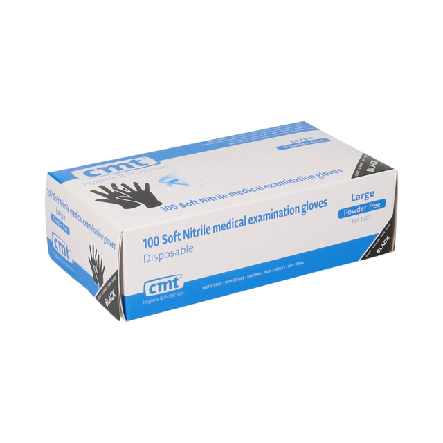 Handschoen CMT L soft nitril zwart afbeelding
