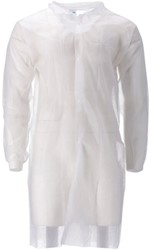 Bezoekersjas CMT M non-woven drukknopen 104cm lang PP wit